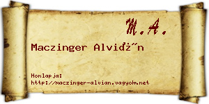 Maczinger Alvián névjegykártya